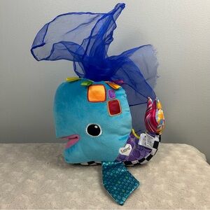 Lamaze Franky the Hanky Whale Plush Stuffed Animal Baby Sensory Toy Blue Black